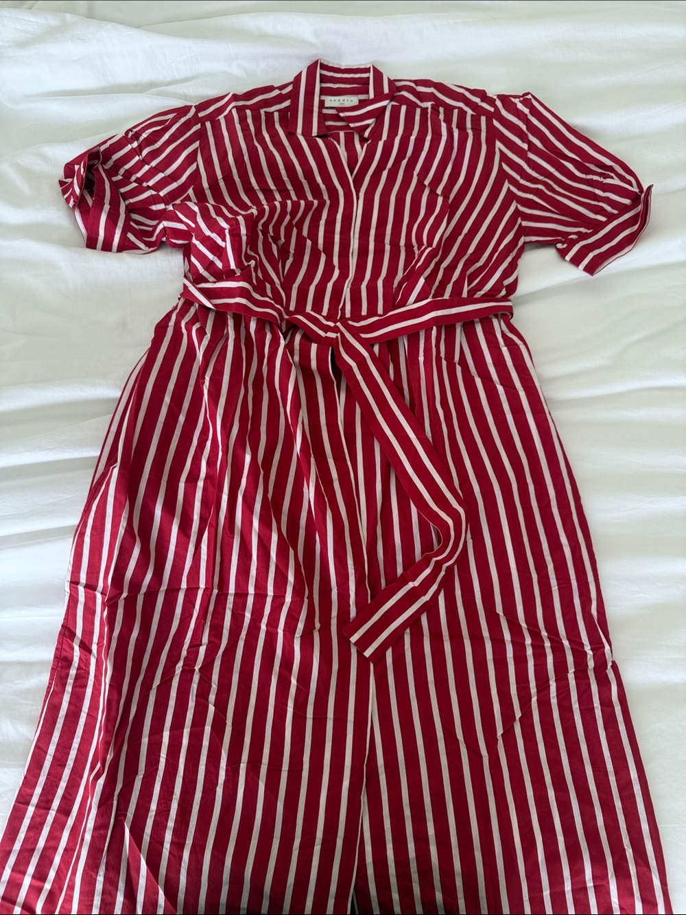 Sandro Red and White Striped Shirt